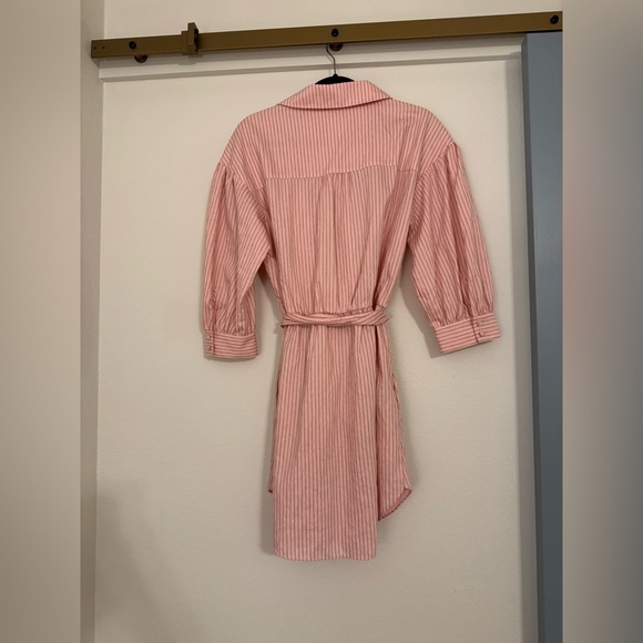 Cinq à Sept Pink Striped Knee-Length Shirt Dress - Picture 8 of 9